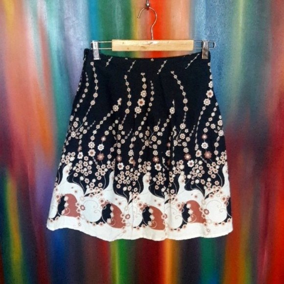 H&M Floral Print Lined Skirt Size 12 100% Cotton - Picture 1 of 6